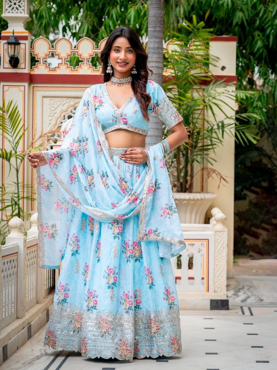 RaniSahab Royal Zari & Sequin Star Georgette Lehenga Choli